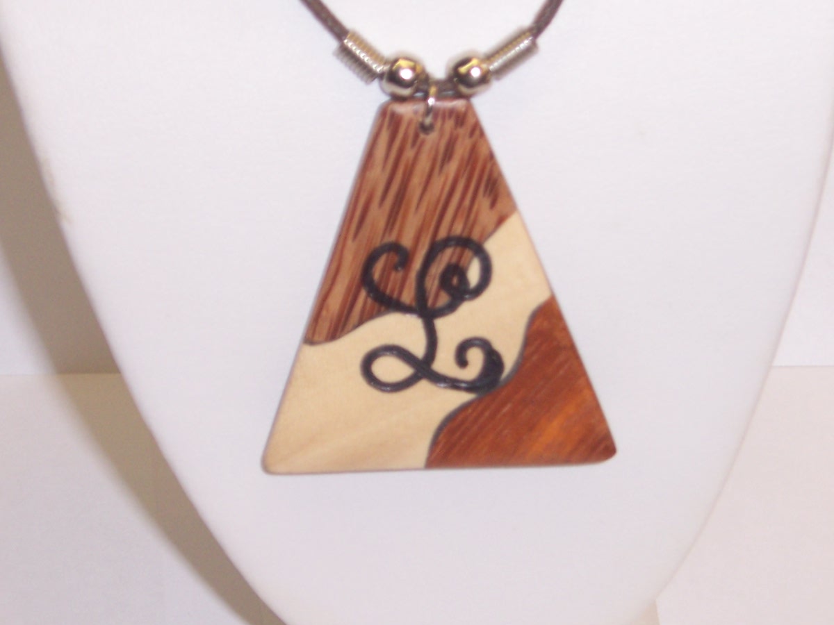 WOOD pyramid  NECKLACE