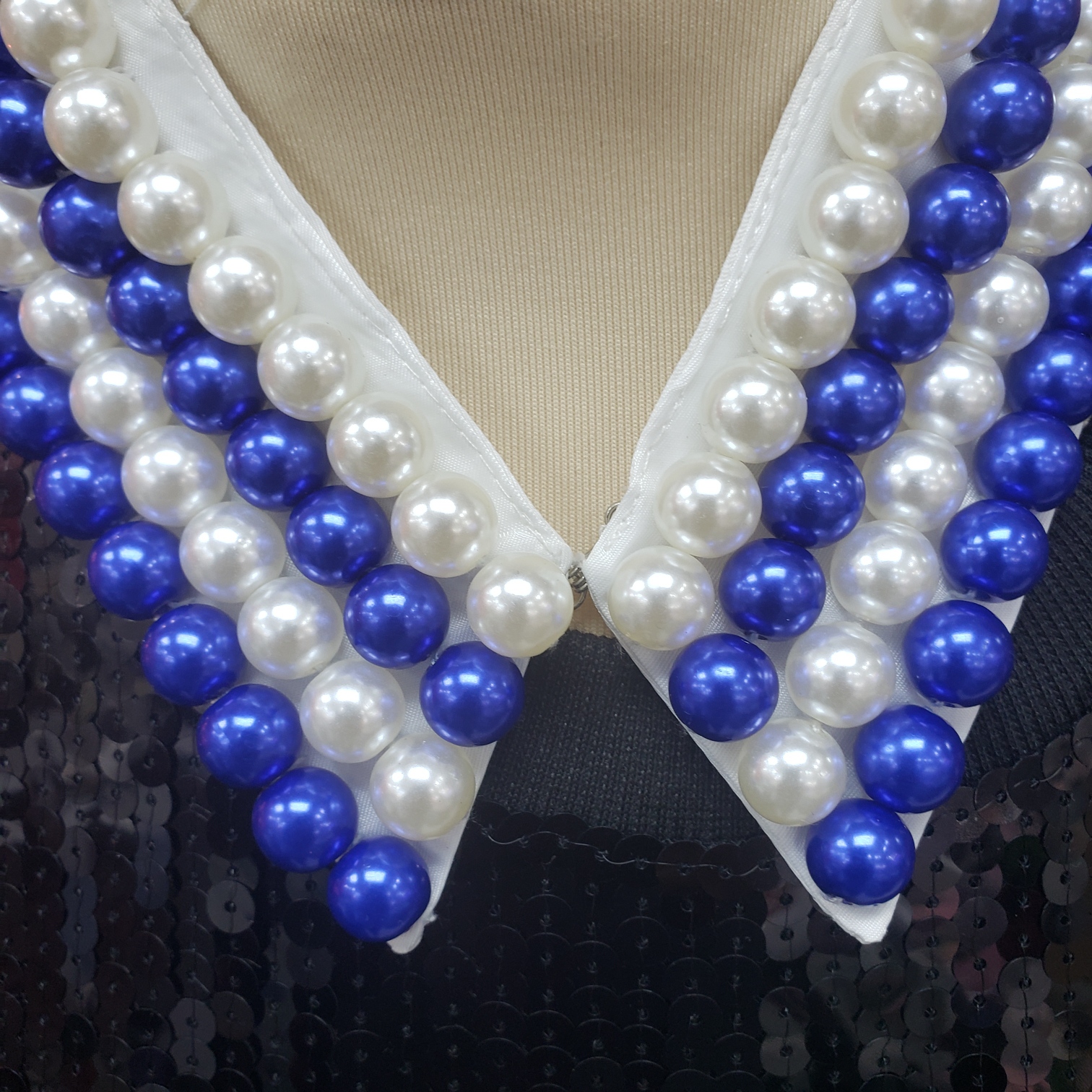Necklace Collar blue pearl color