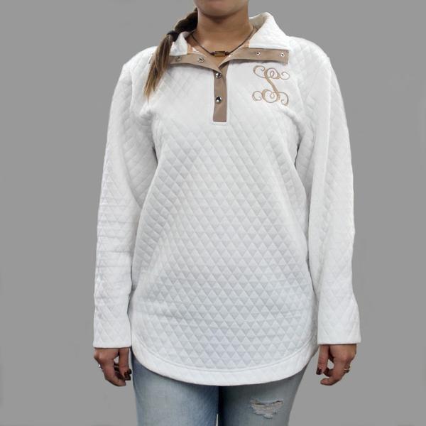 Quilted White Pull over