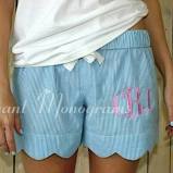 Blue Scalloped Shorts