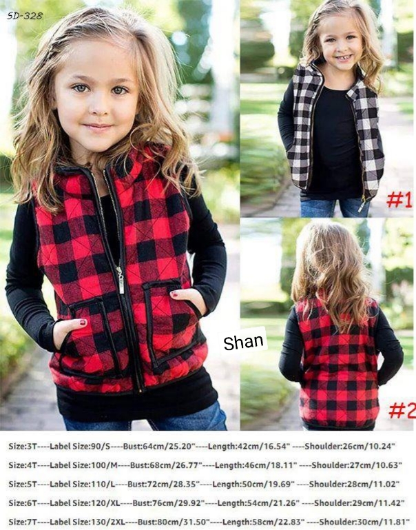 Quilted Buffalo plaid  vest kid