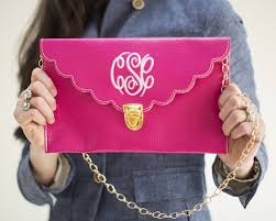 Scalloped Clutch hot pink