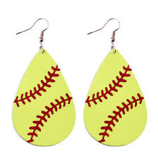 softball tear drop earrings